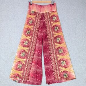 Wide Leg Palazzo Trousers One Size Elephant Print Slit Yoga Boho Pants